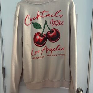 Cream Sweatshirt with Cherry Graphic